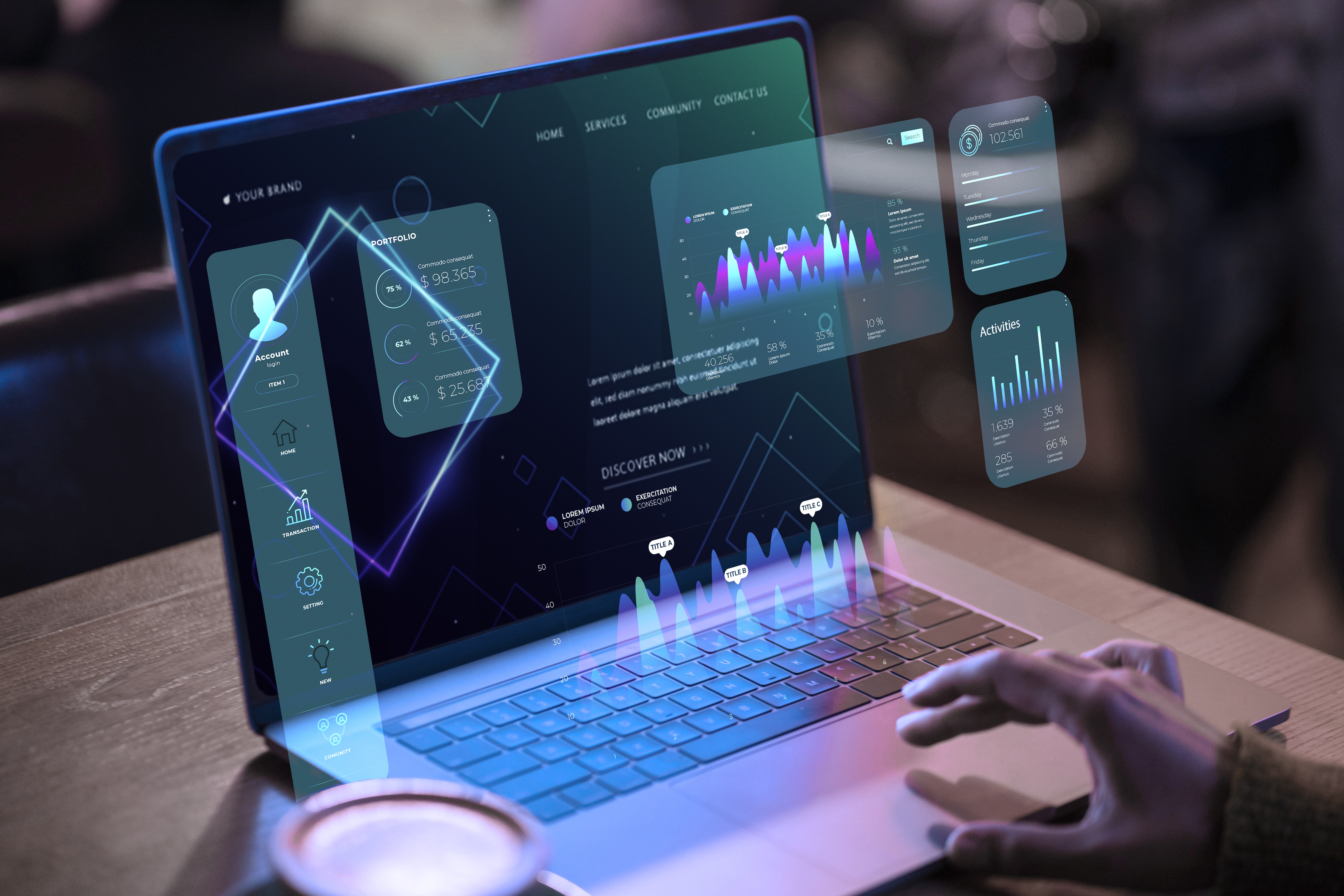 Engineers reviewing a custom software platform on multiple screens